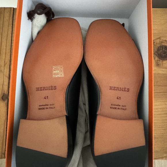 NWT Hermes Black Leather Oxfords with Double Monk Strap - Picture 7 of 8